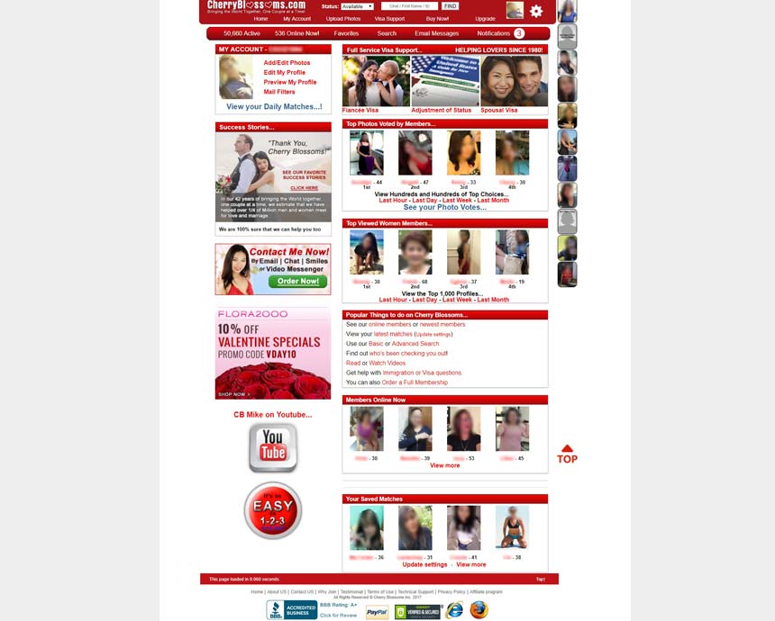 Blossom.com’s member page
